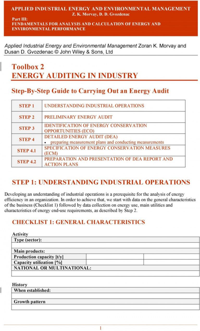 Free Energy Efficiency Audit Checklist Toolbox Auditing In Industry Pdf Energy Audit Checklist 6629