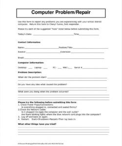 free equipment repair form template  starkhouseofstraussco computer repair checklist template samples