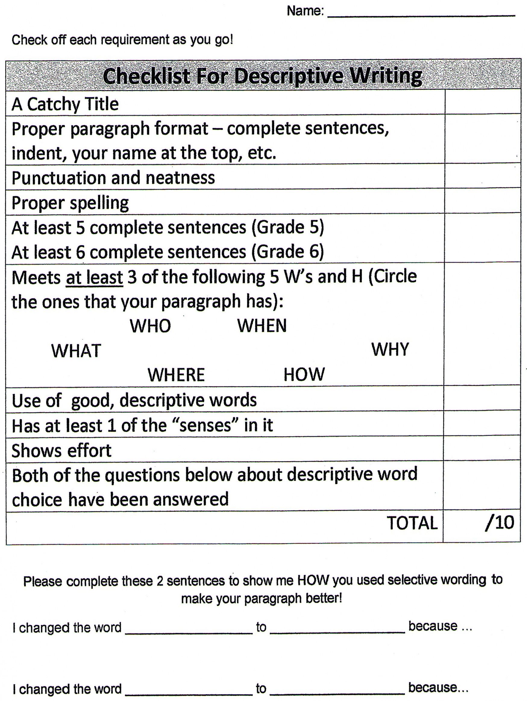 free evaluation  miss miller checklist rubric template pdf