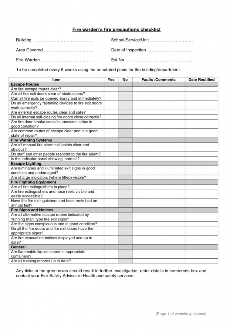 Free Fire Ill Evacuation Checklist School Safety Template Samples Doc