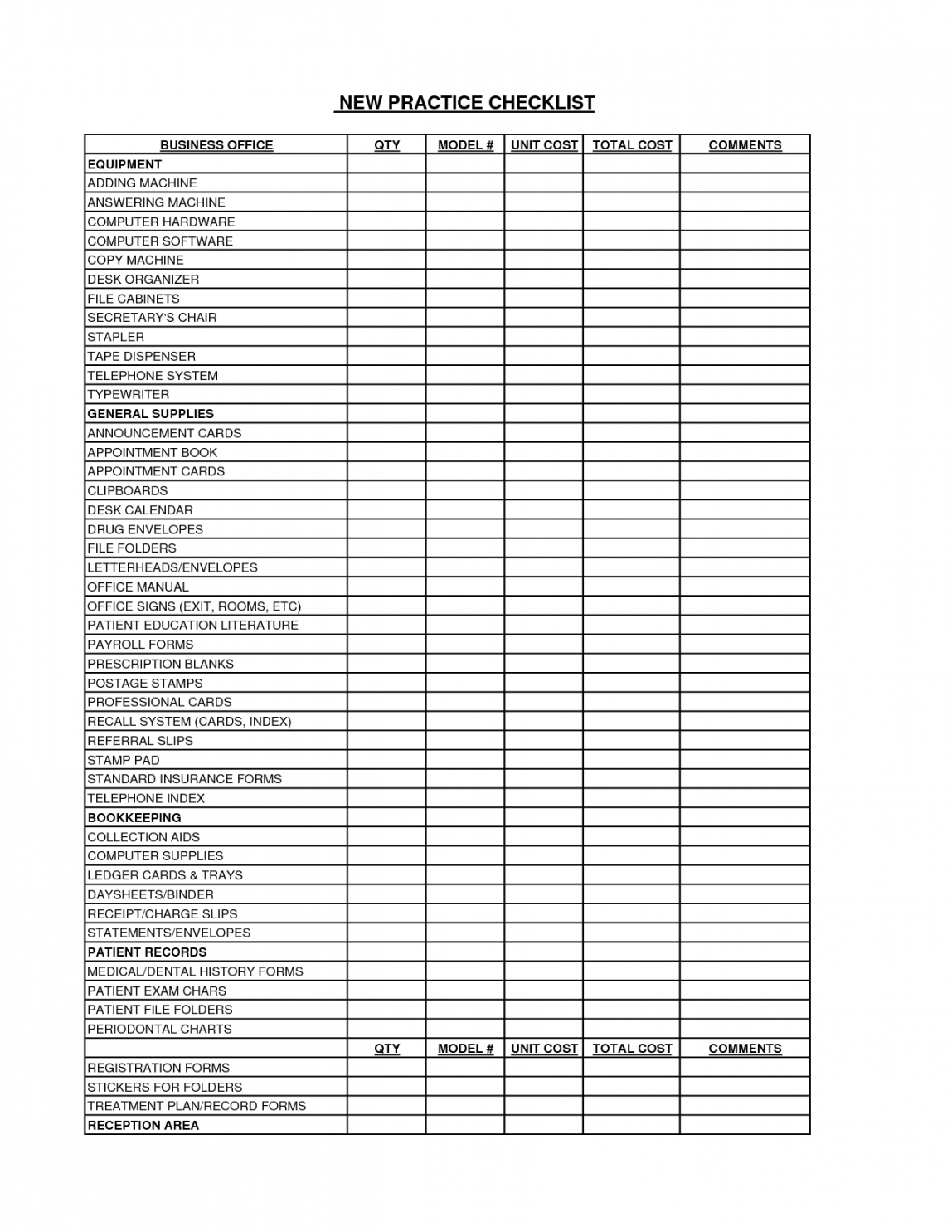 Front Desk Checklist Template Baeti