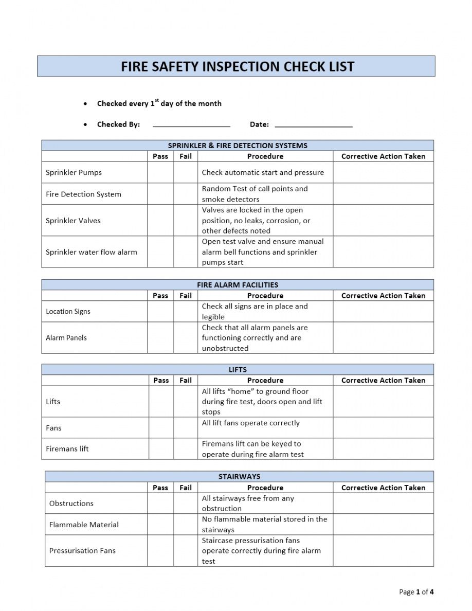 Housekeeping Inspection Checklist Template