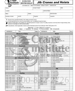 free jib cranes &amp;amp; hoists annual inspection checklist  products crane inspection checklist template samples