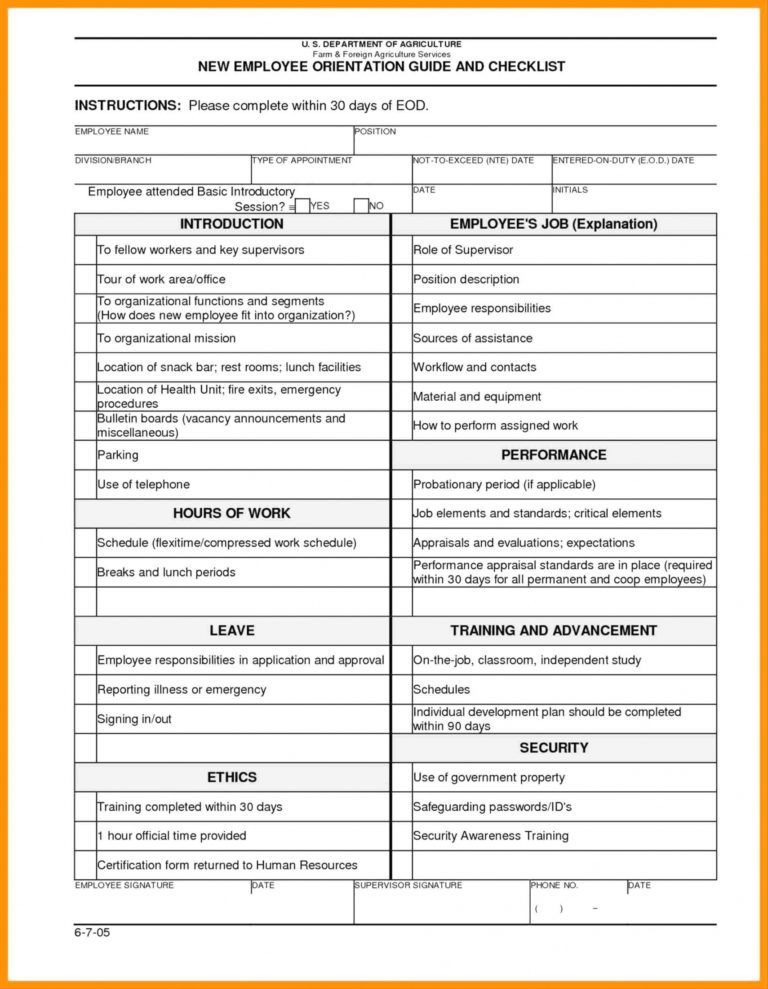 Free New Employee Checklist Shrm Excel Hire Format Template Free