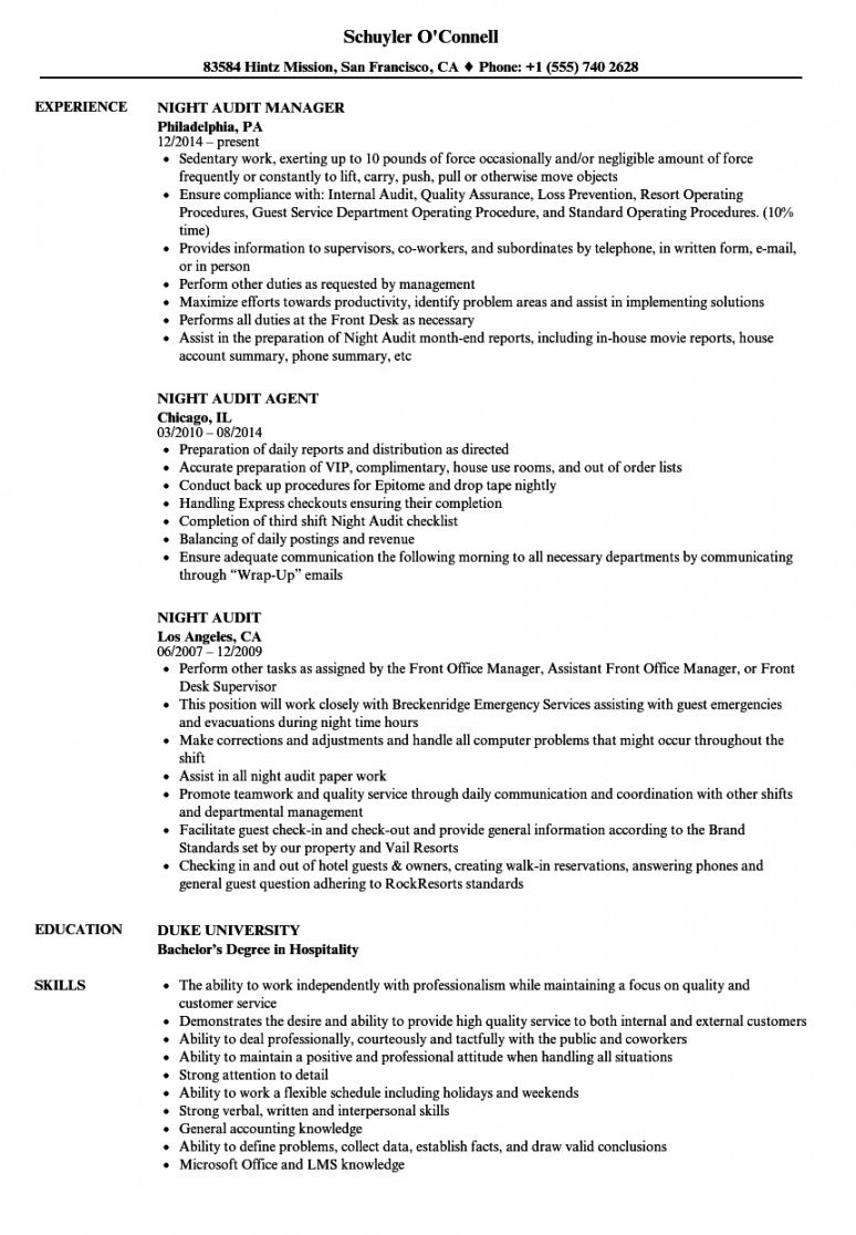 free night audit resume samples  velvet jobs night audit checklist template excel