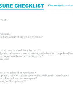 free project closure checklist  pmd pro contract closeout checklist template excel