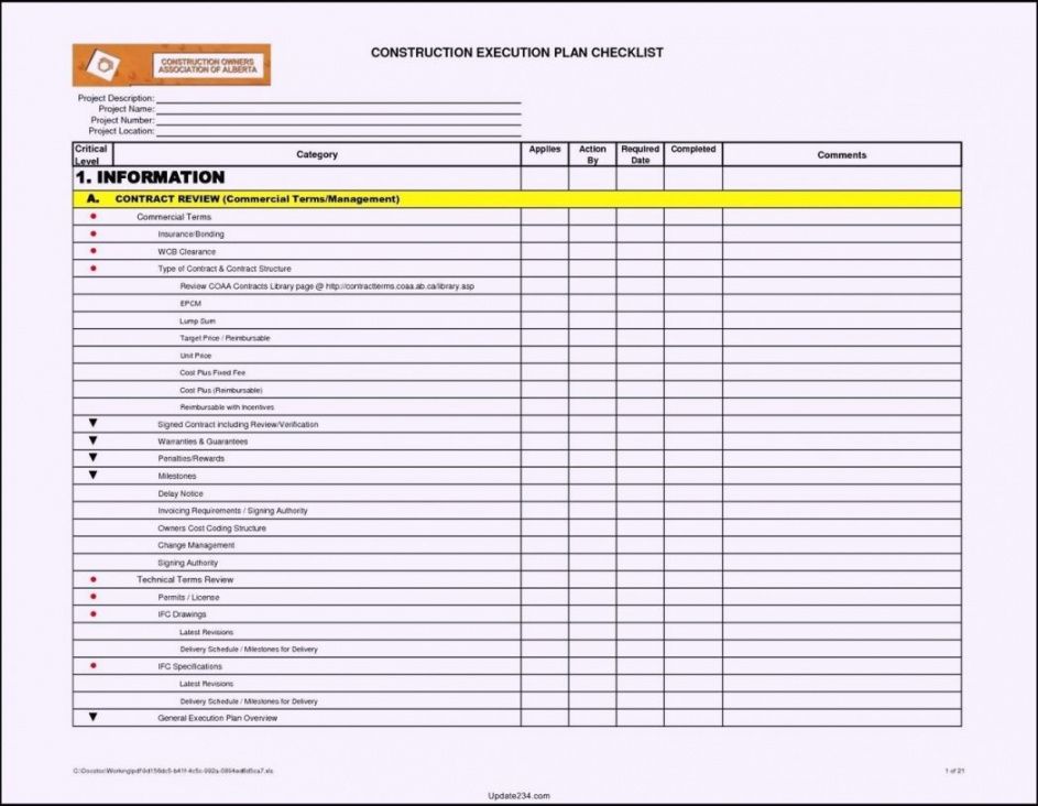 Checklist Project Management Template