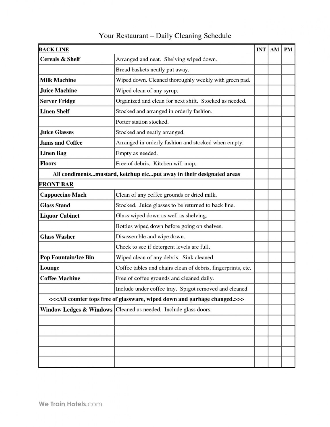 Restaurant Kitchen Cleaning Checklist Pdf Besto Blog