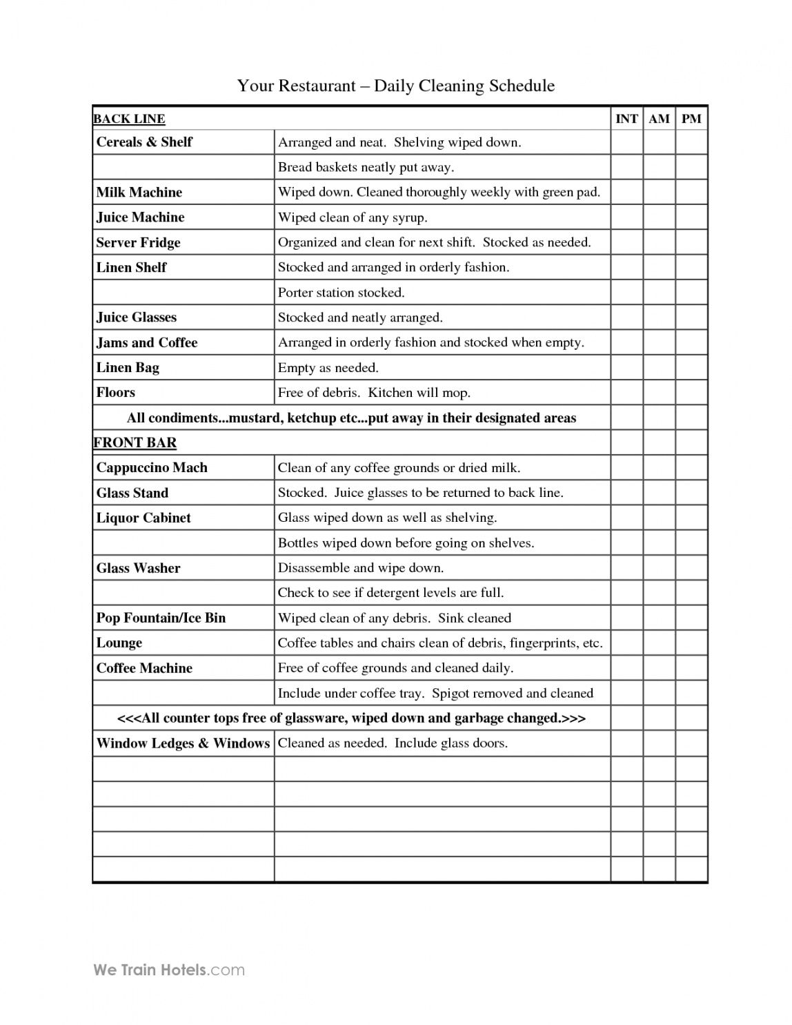 Restaurant Kitchen Cleaning Checklist Pdf | Wow Blog