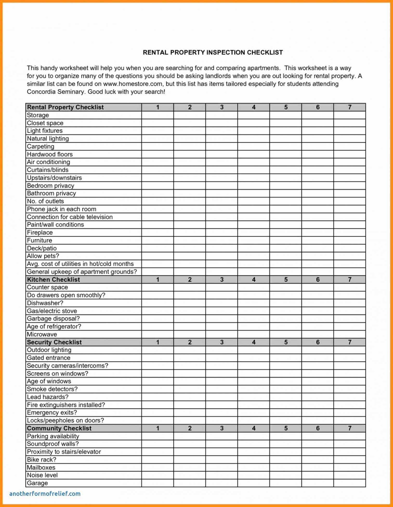 Rental Property Inspection Checklist Pdf Free Download