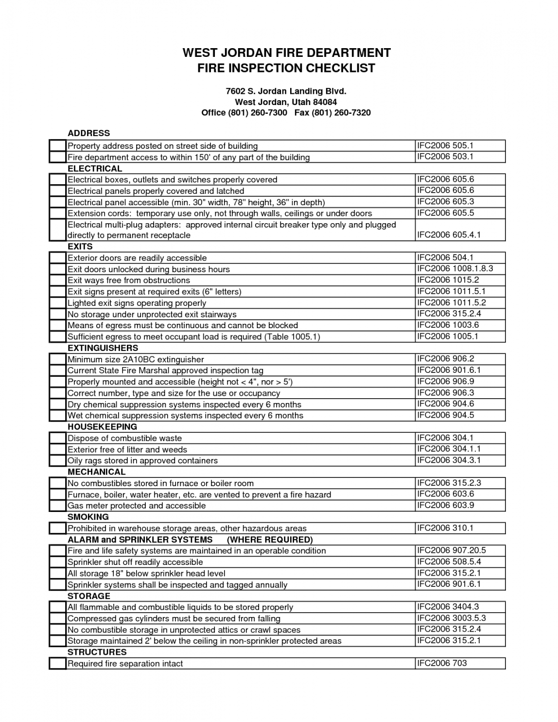 Printable Osha Safety Checklist