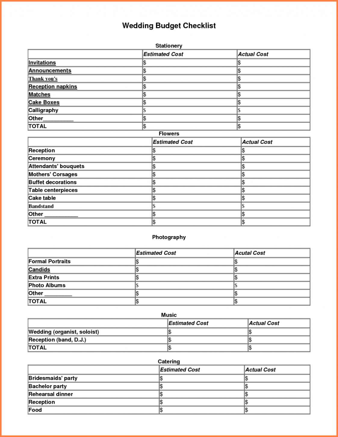free wedding decoracion checklist check lists  bridesmaid outfit wedding decoration checklist template doc