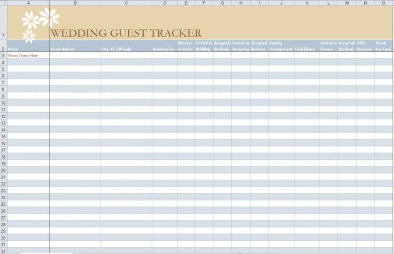 Free Wedding Guest List Template Wedding Guest List Wedding Guest ...