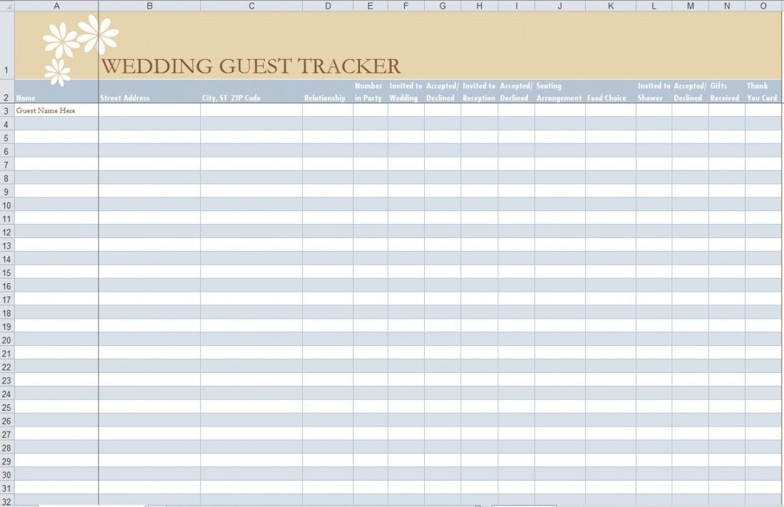 free wedding guest list template  wedding guest list wedding guest checklist template samples