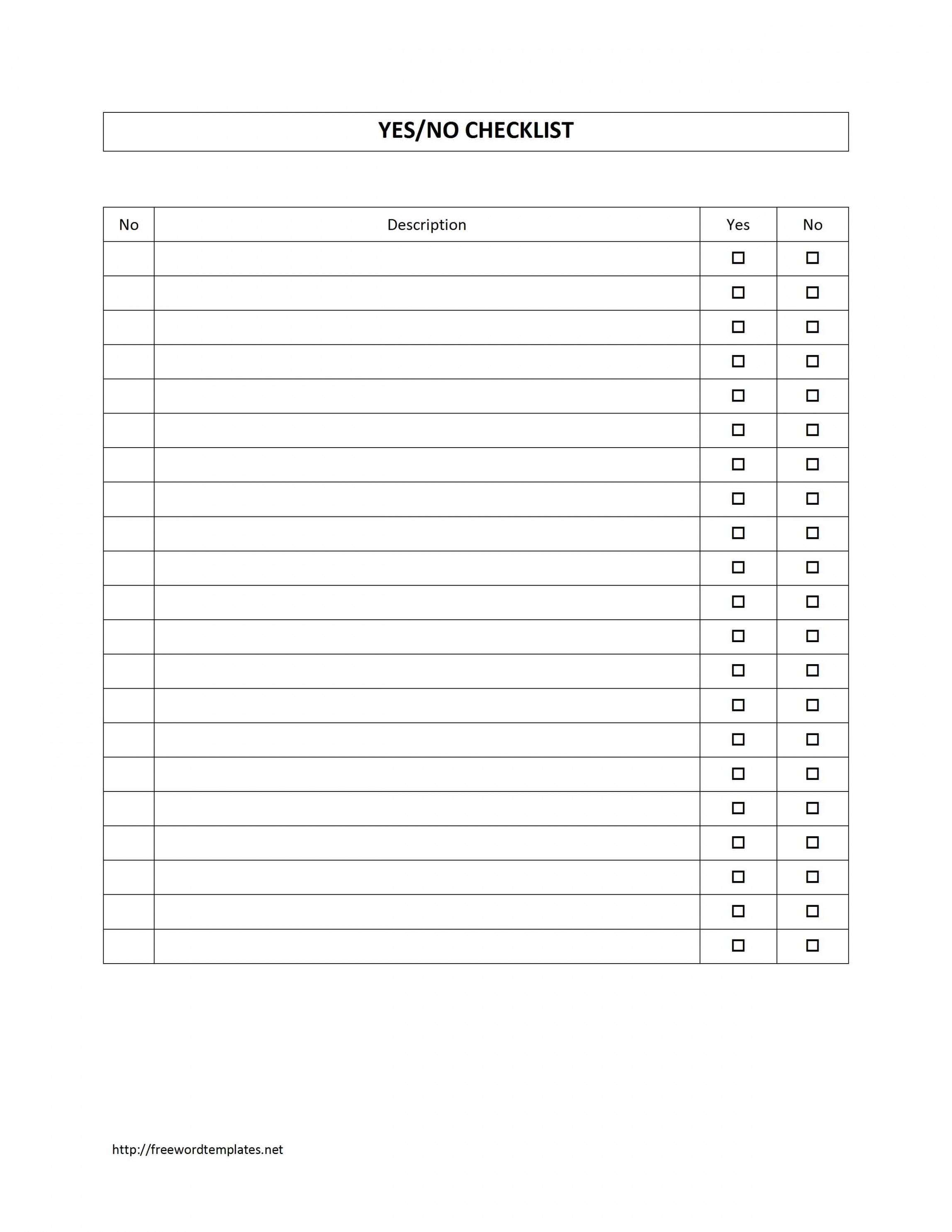 free yes no checklist checklist with boxes template doc