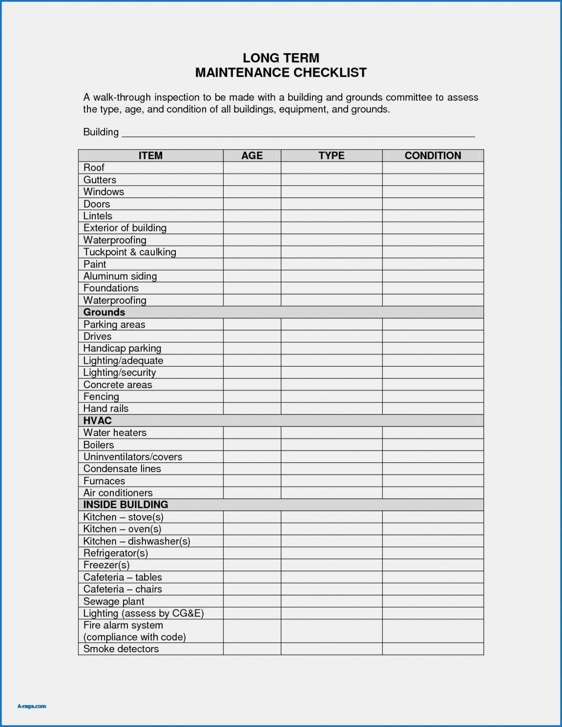 Hotel Maintenance Checklist Template