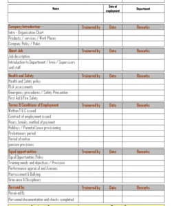 induction training to employee safety training checklist template excel