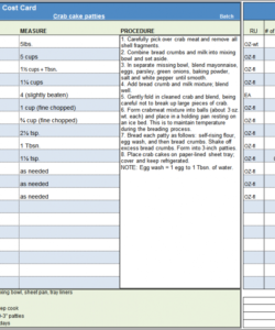 menu &amp; recipe cost spreadsheet template food cost analysis template pdf