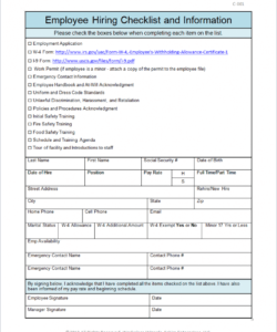 new hire checklist te employee excel free pdf for hr  martinforfreedom employee new hire checklist template