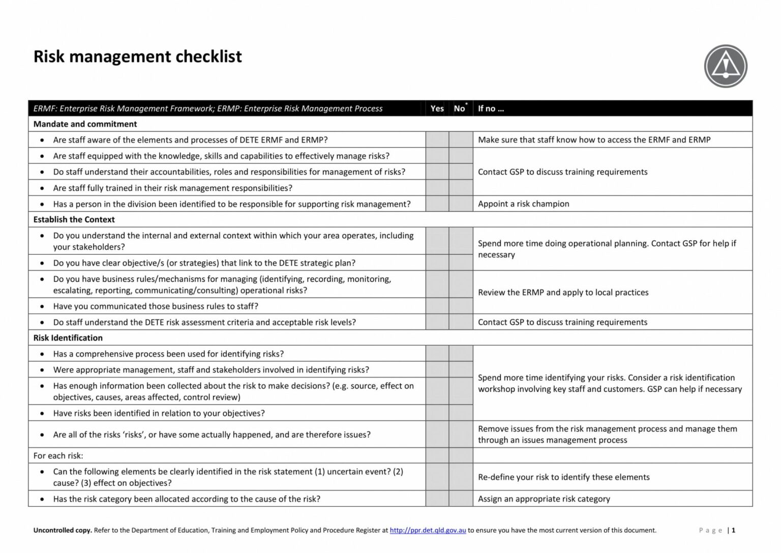Printable 10 Risk Management Checklist Examples Pdf Examples Risk