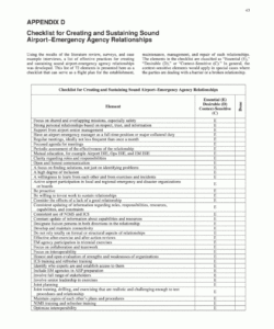 printable appendix checklist for creating and sustaining sound airport emergency checklist template excel