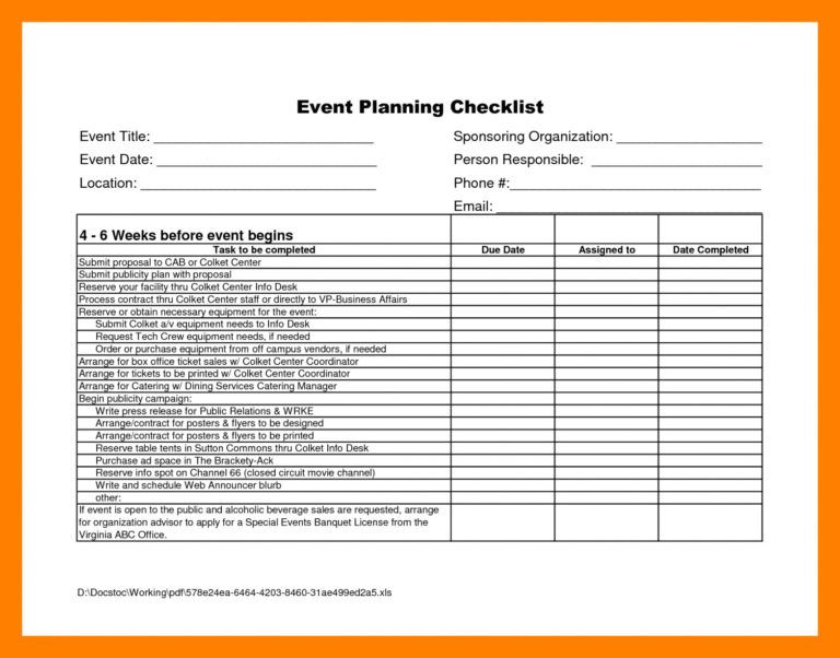 Printable Charity Golf Tournament Planning Checklist Template Samples