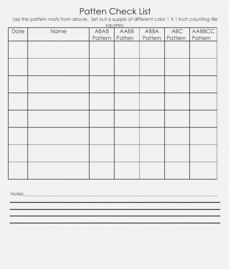 Printable Checklist Assessment Template For Teachers Asleafar Preschool 