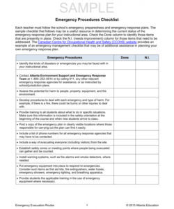 printable checklist template samples mergency vacuation procedures in the emergency checklist template pdf