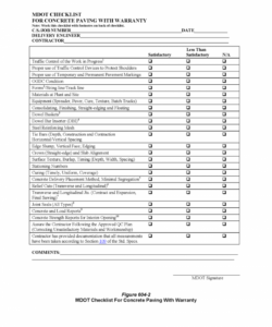 printable contractor quality control for concrete mdot wiki contract file ppap checklist template excel