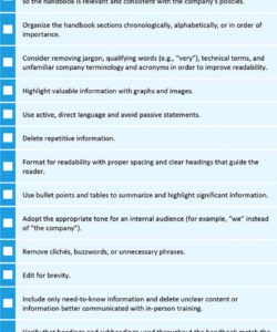 printable employee and company handbook templates  smartsheet employee handbook checklist template excel