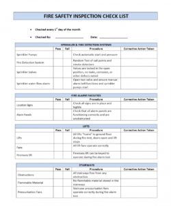 printable fire safety inspection checklist safety inspection checklist template examples