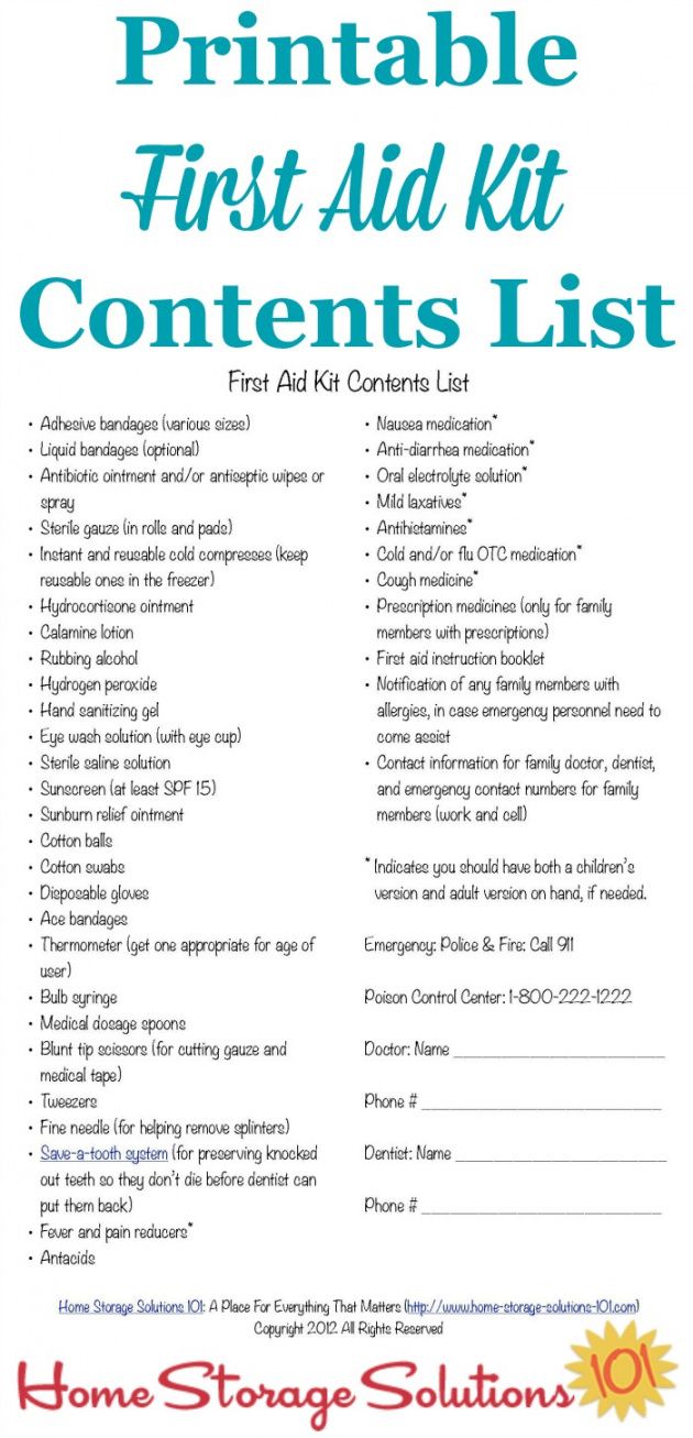 printable first aid kit contents list what you really need first aid kit contents checklist template examples