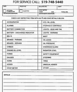 printable forklift pre shift inspection operator checklist — wayco  best forklift safety checklist template doc