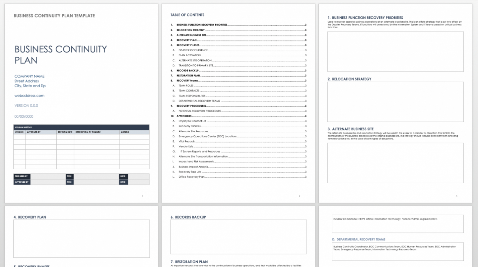 Printable Free Business Continuity Plan Templates Smartsheet Business ...