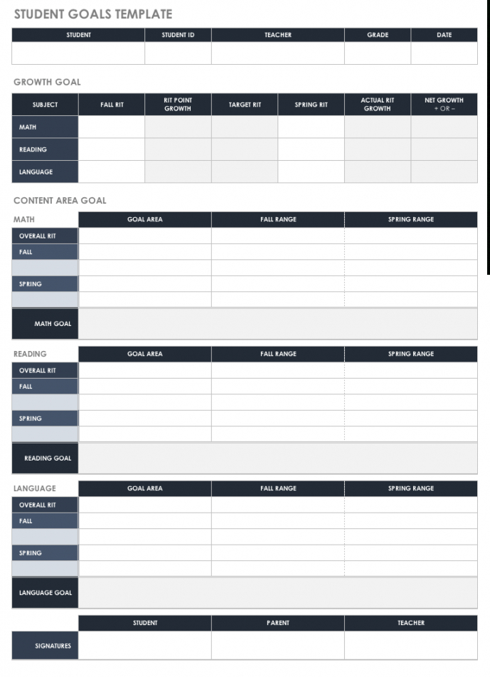 printable free goal setting and tracking templates  smartsheet goal setting checklist template pdf