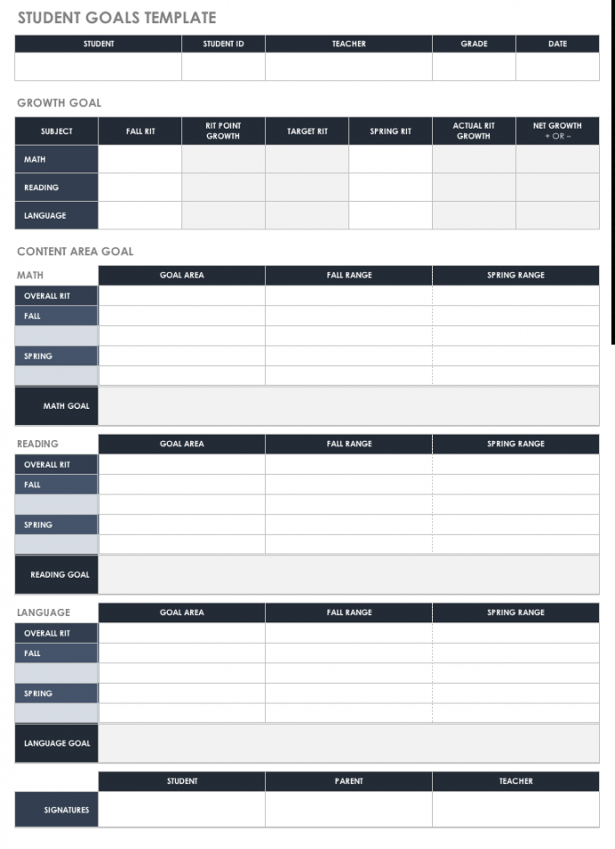 Printable Free Goal Setting And Tracking Templates Smartsheet Goal ...