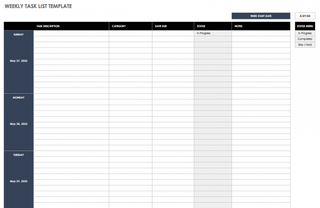 Priority Task List Template