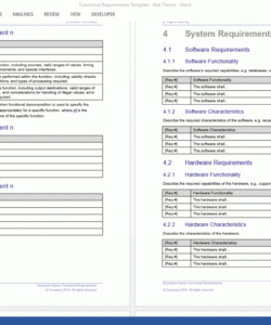 printable functional requirements specification template ms word  templates system analysis documentation template sample