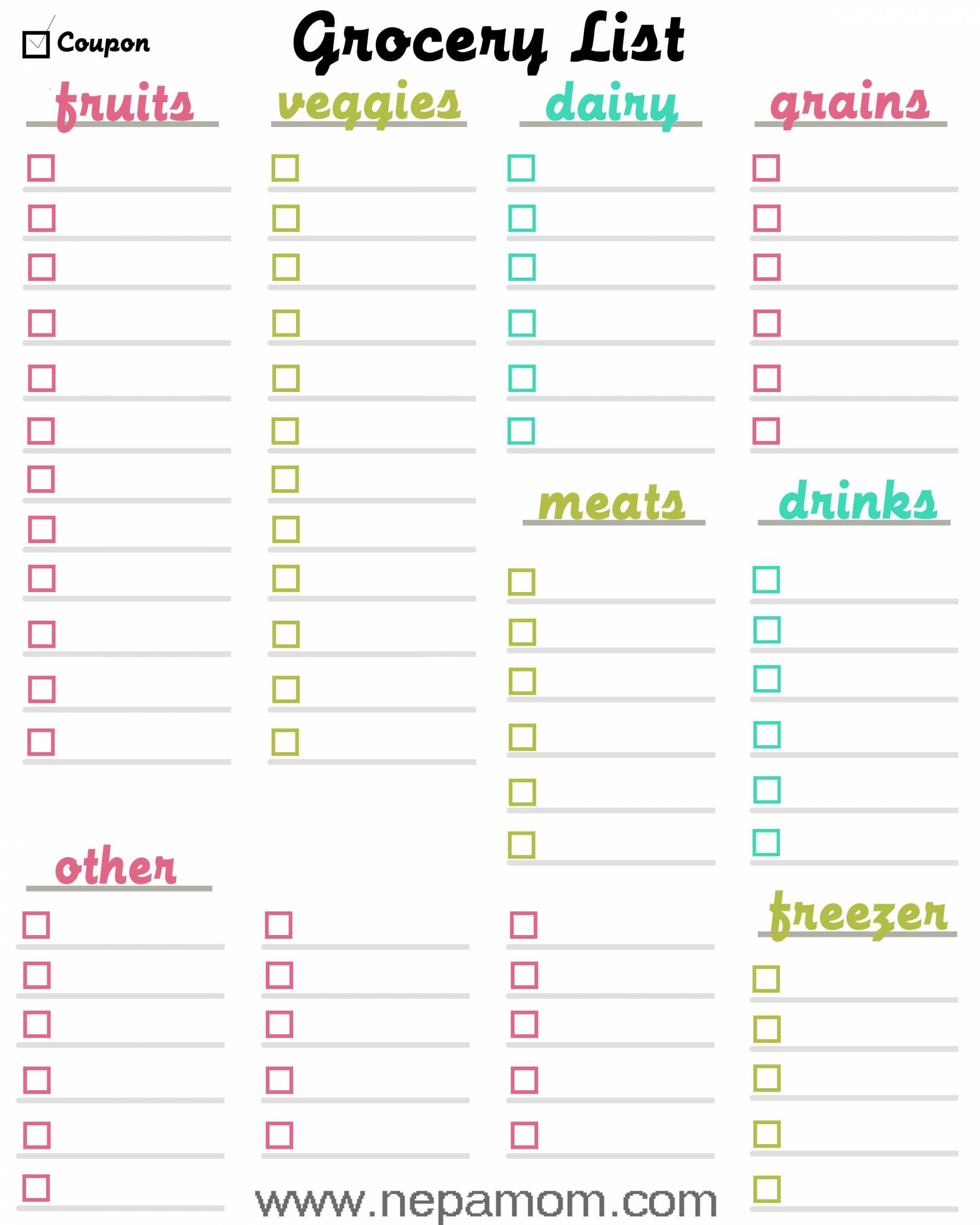 printable grocery shopping list templateprint this template out and save grocery store checklist template excel