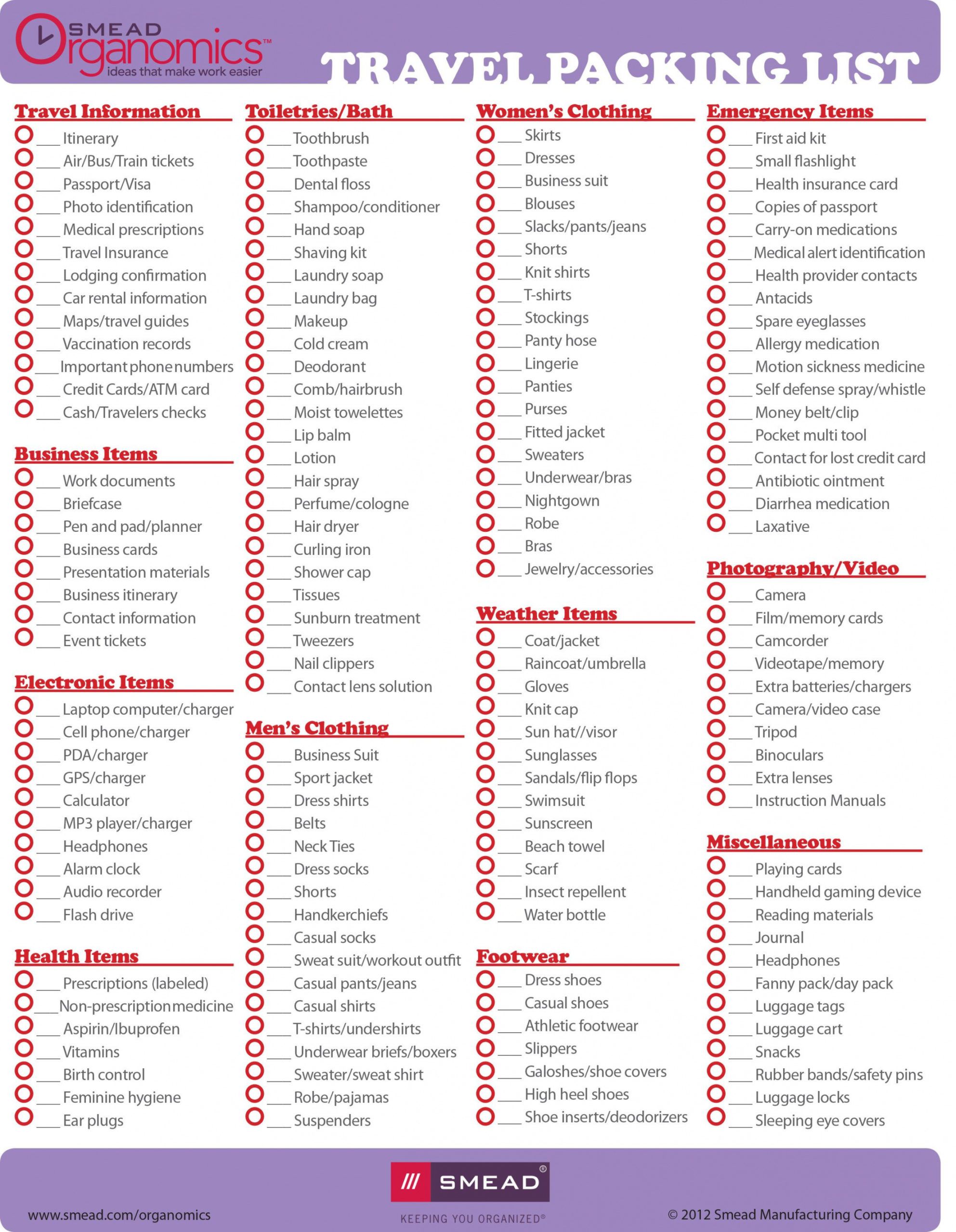 printable helpful travel tips for organized packing plus a printable travel trip packing checklist template excel