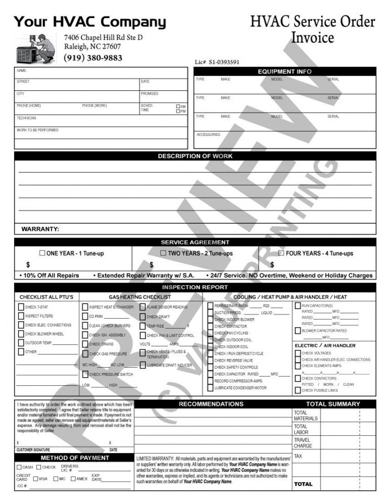 printable here is a tuneup checklist invoice that does double duty as a hvac computer repair checklist template pdf