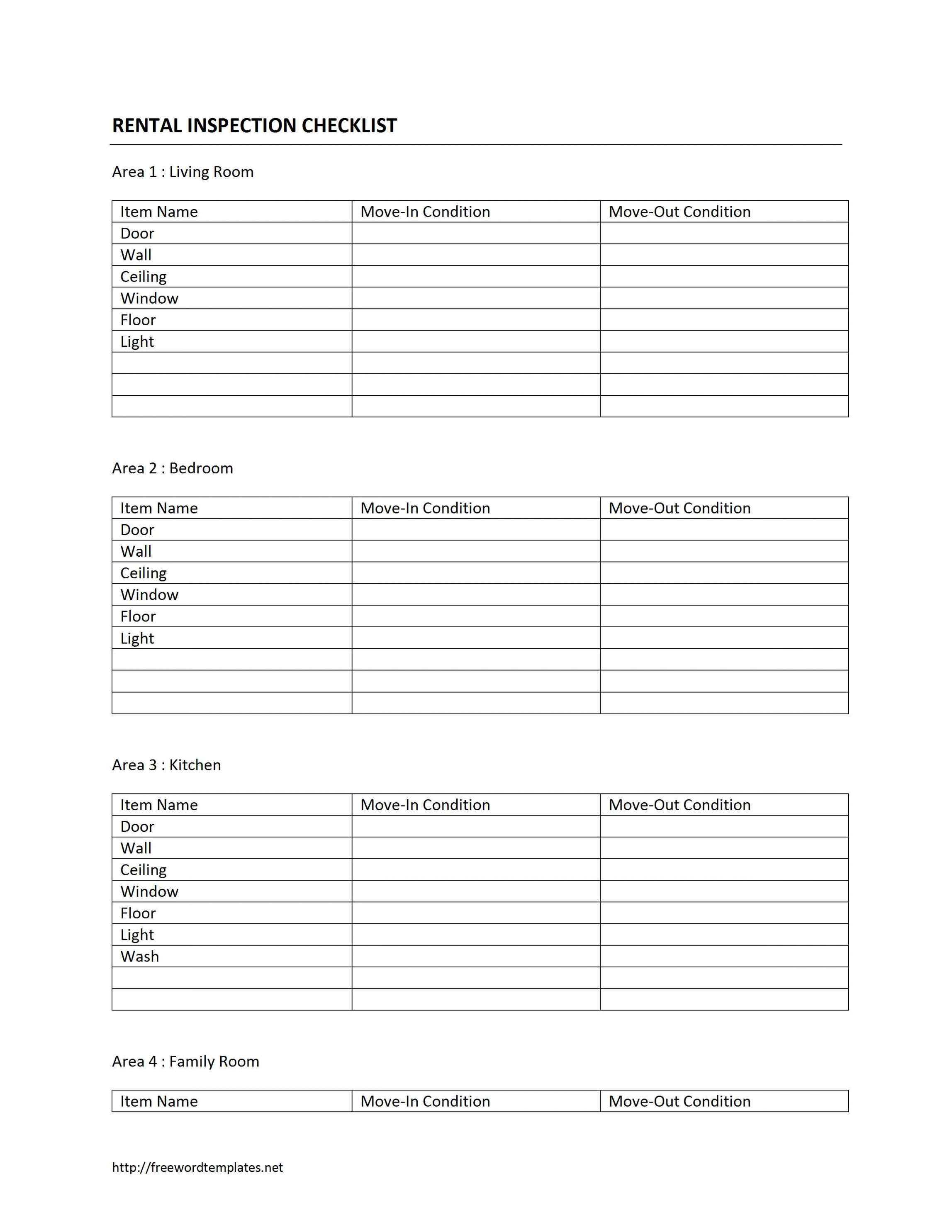 Rental House Inspection Checklist Template