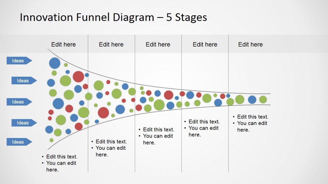 printable horizontal innovation funnel diagram for powerpoint  slidemodel funnel analysis template excel