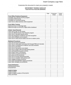 printable new employee training checklist te excel preparation samples free front desk checklist template excel