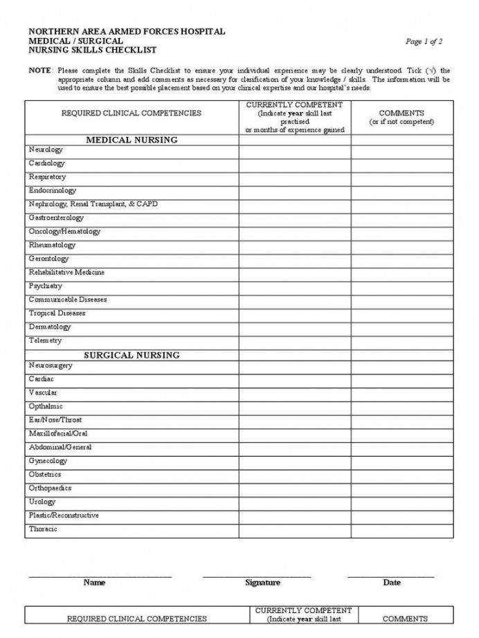 printable nursing skills checklist late samples form home health nurse skills checklist template examples