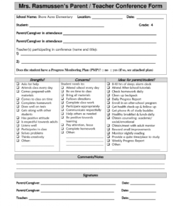 printable parent teacher conference form template mhrijgdo  parentteacher parent teacher conference checklist template examples