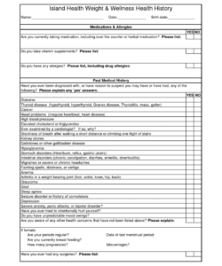 printable personal medical history form template  on my park list  medical medical history checklist template samples