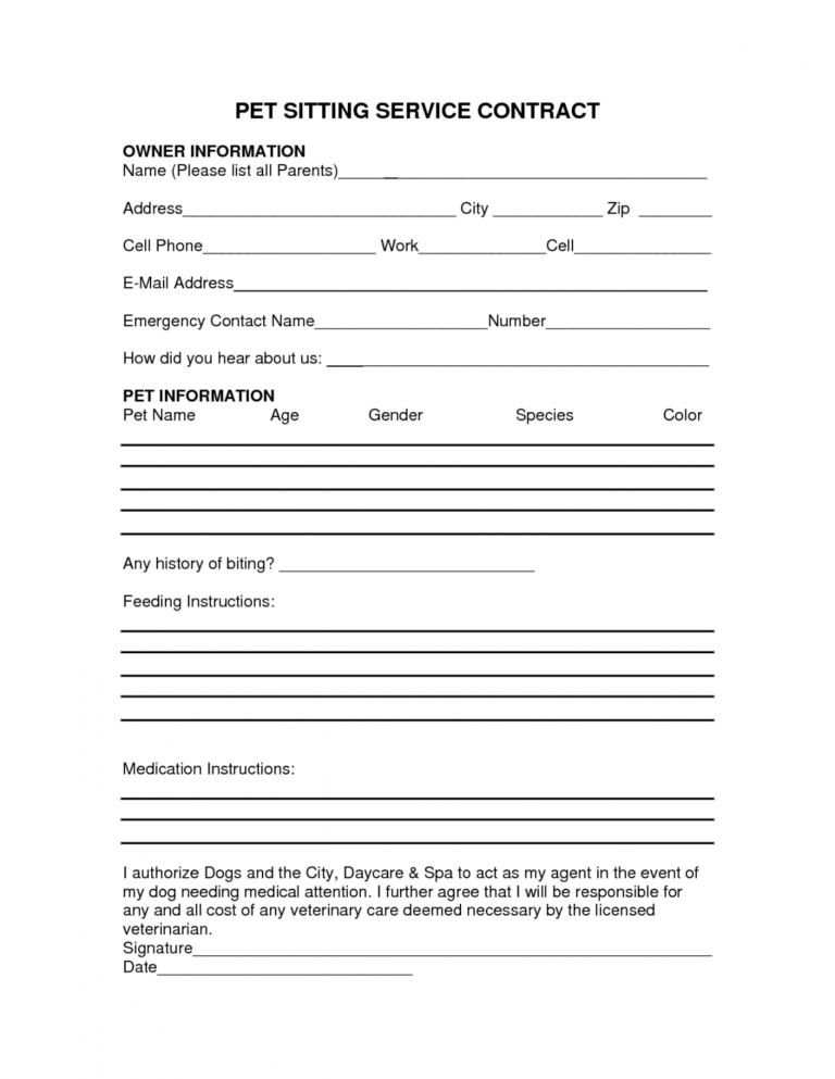 Printable Pet Sitting Instruction Template Free Pet Sitting Service Printable Pet Sitting Instruction Template Free Pet Sitting Service