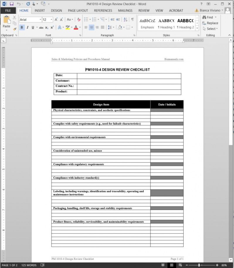 printable product design review checklist template technical checklist template pdf