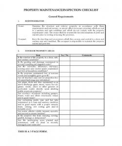printable property maintenance  inspection checklist  legal forms and maintenance inspection checklist template pdf